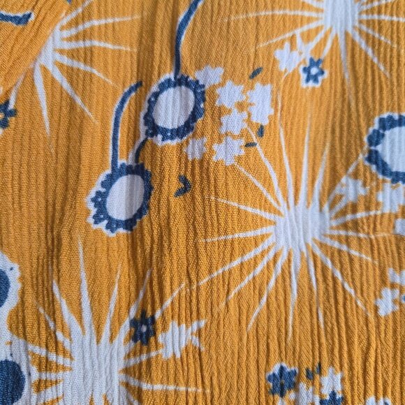 Anthropologie Modcloth ASO TV Yellow Sunglass Tie V Neck Blouse Size XL - Picture 5 of 7